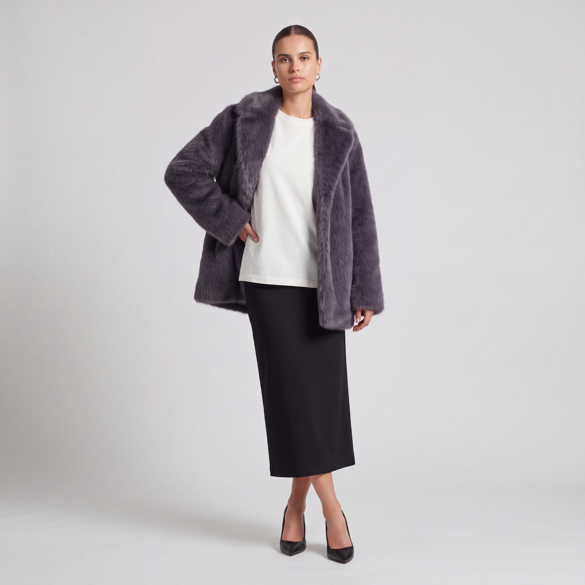 72 Bouclé Coat - Dark Gray