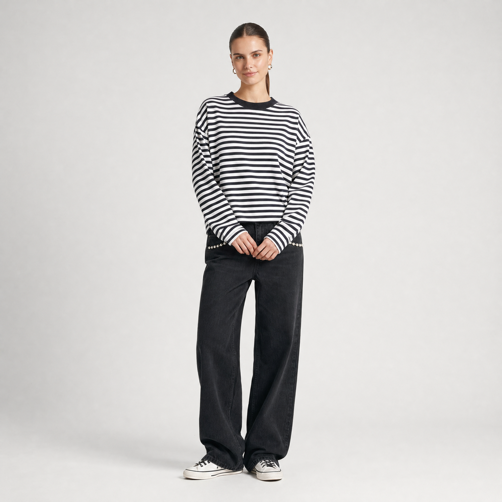 72 Stripe Longsleeve - Black And White