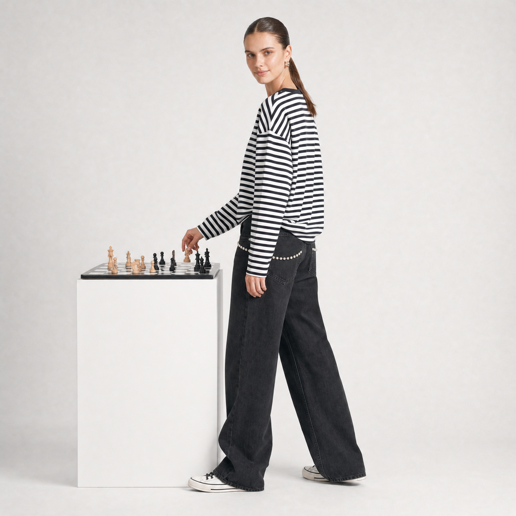 72 Stripe Longsleeve - Black And White